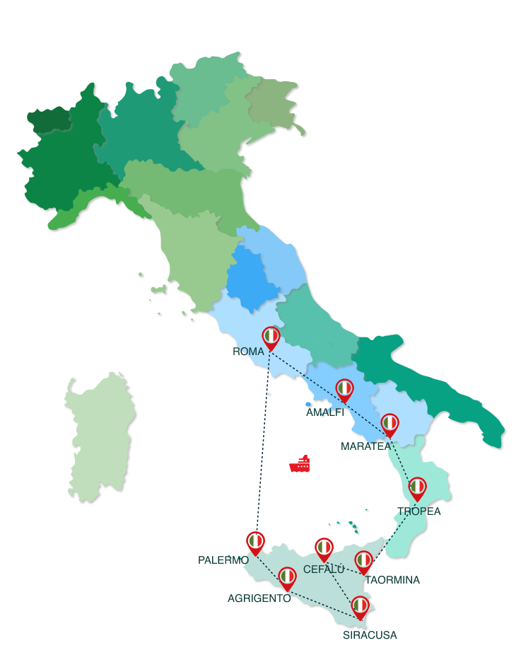 Mapa de Sur de Italia